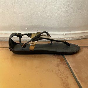 BCBG Open Toe Shiny Gold Strapped Sandals